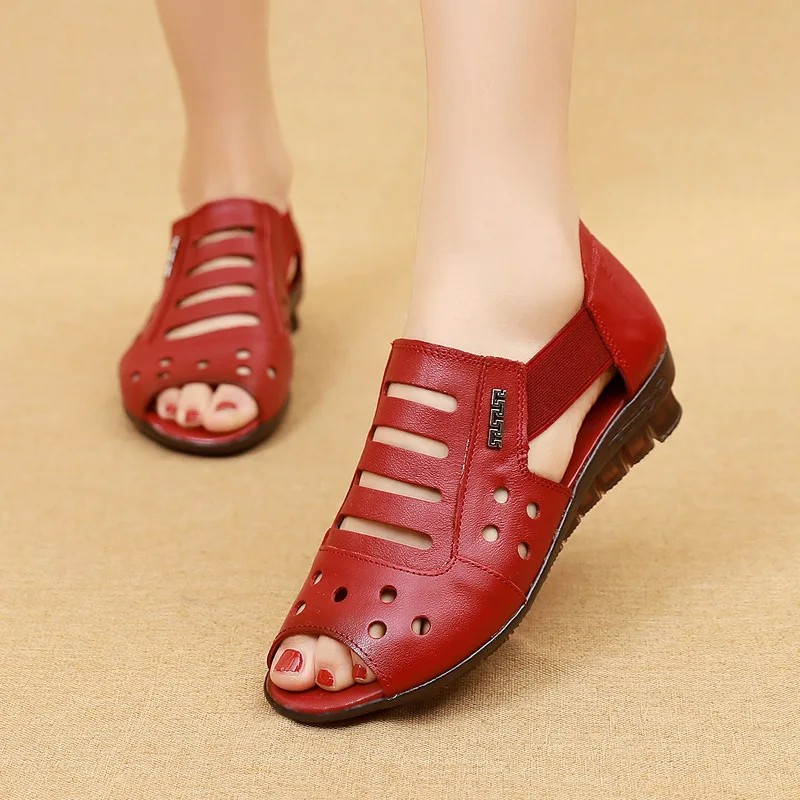 Сандалии женские из натуральной кожи босоножки ручной работы на плоской подошве