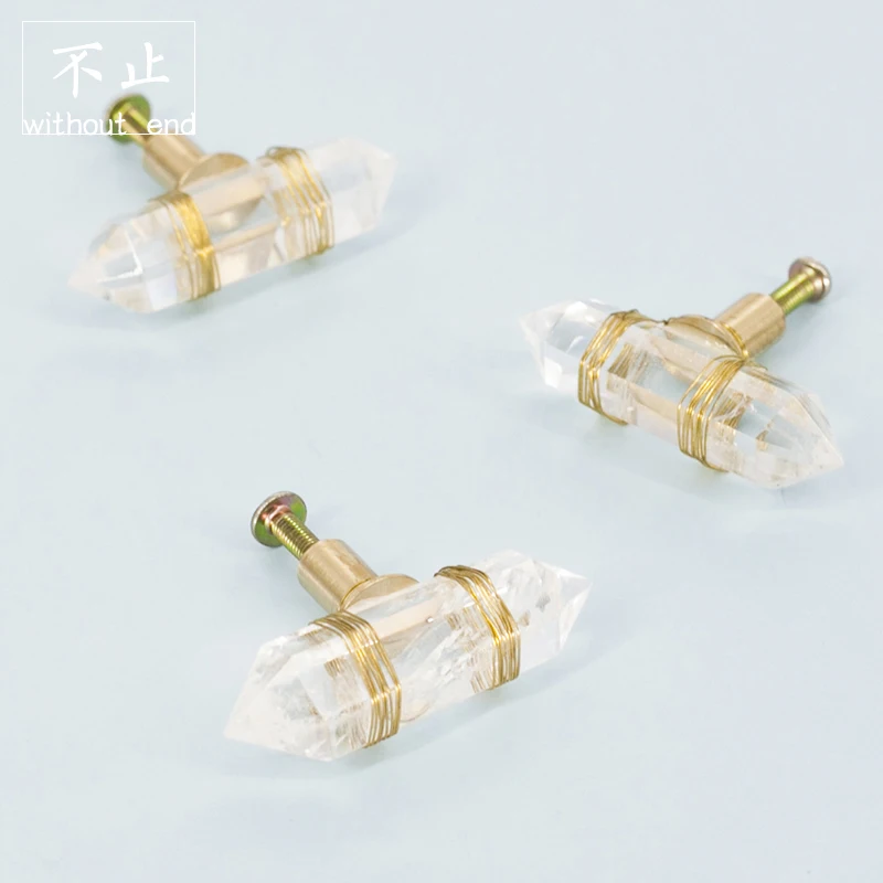 

Original Design Wardrobe Door Drawer Cupboard Shoe Cabinet Handle Nordic Minimalist American Brass Natural Crystal Handle