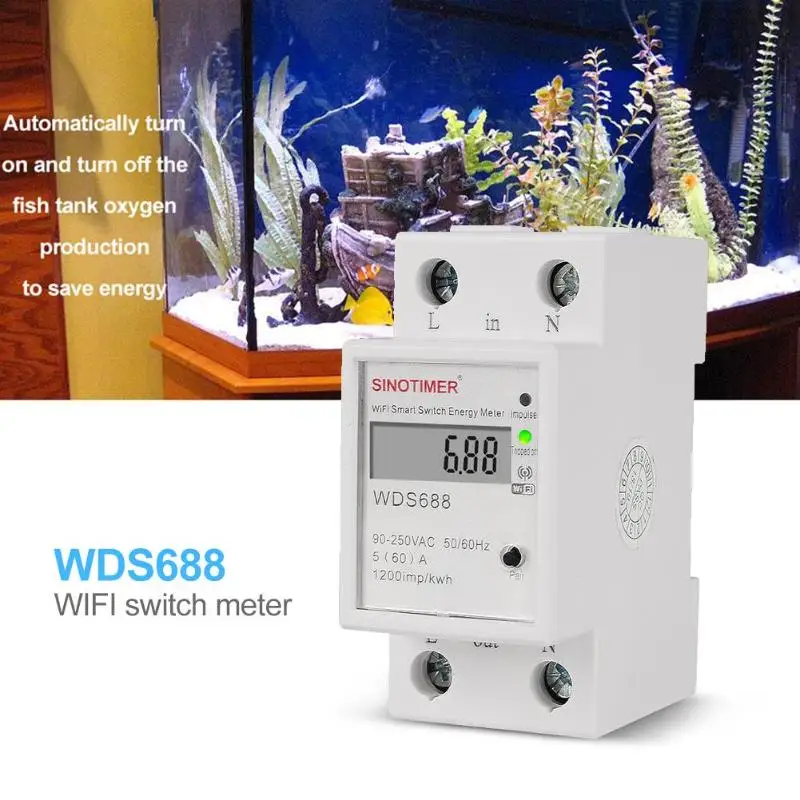 WDS688 Single Phrase DIN Rail WiFi Smart Energy Meter App Remote Control Electrical Equipment and Supplies | Обустройство дома