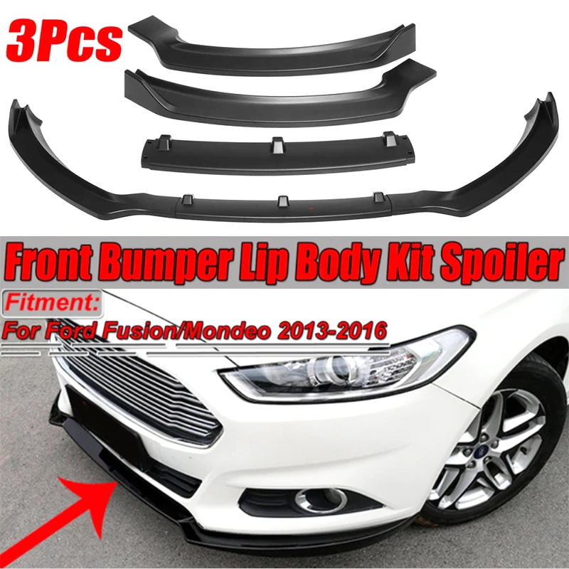 3PCS Car Front Bumper Splitter Lip Diffuser Spoiler Body Kit Protector Cover For Ford For Fusion For Mondeo 2013 2014 2015 2016