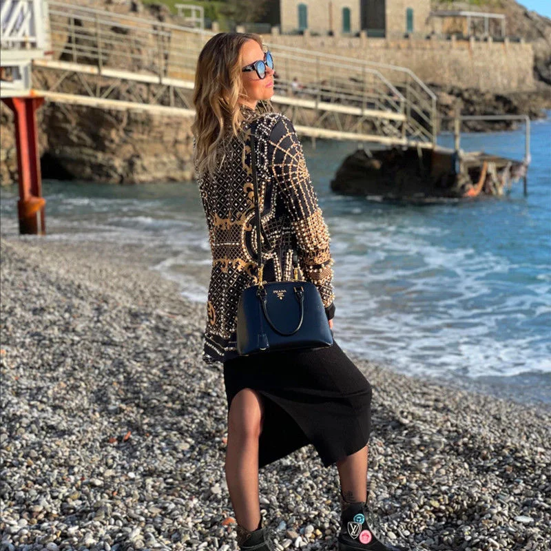 2021 New Vibrant All Match Fashion Trend Long Sleeved Lady's Loose Fitting Printed Woman Suit Grey Floral Blazer For  Skirt