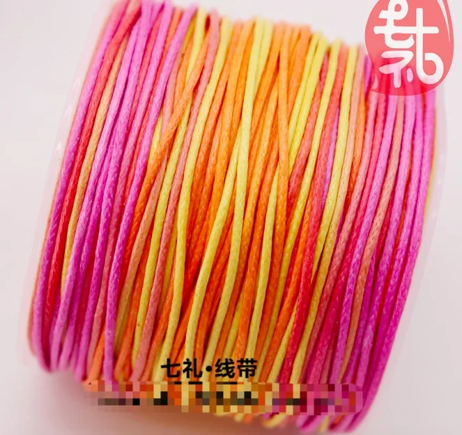 

30meters width:1mm (mixed color) Color Bracelet knitting hand DIY cotton wax thread packing tag handmade necklace rope