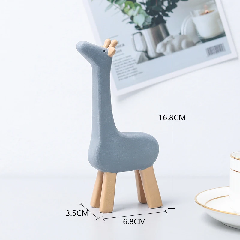

Resin Animal Miniatures Lion Elephant Giraffe Elk Kids Room Decoration Cute Animal Desktop Home Decoration Modern Style Craft