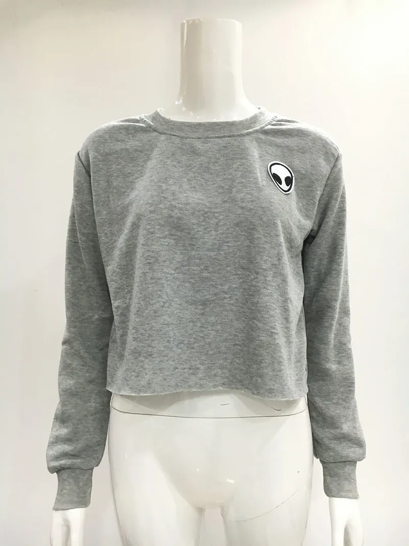

Alien crop top Hoodies Sweatshirts 2019 Women Casual Kawaii Harajuku new Sweat Punk for Girls Clothing European Tops Korean
