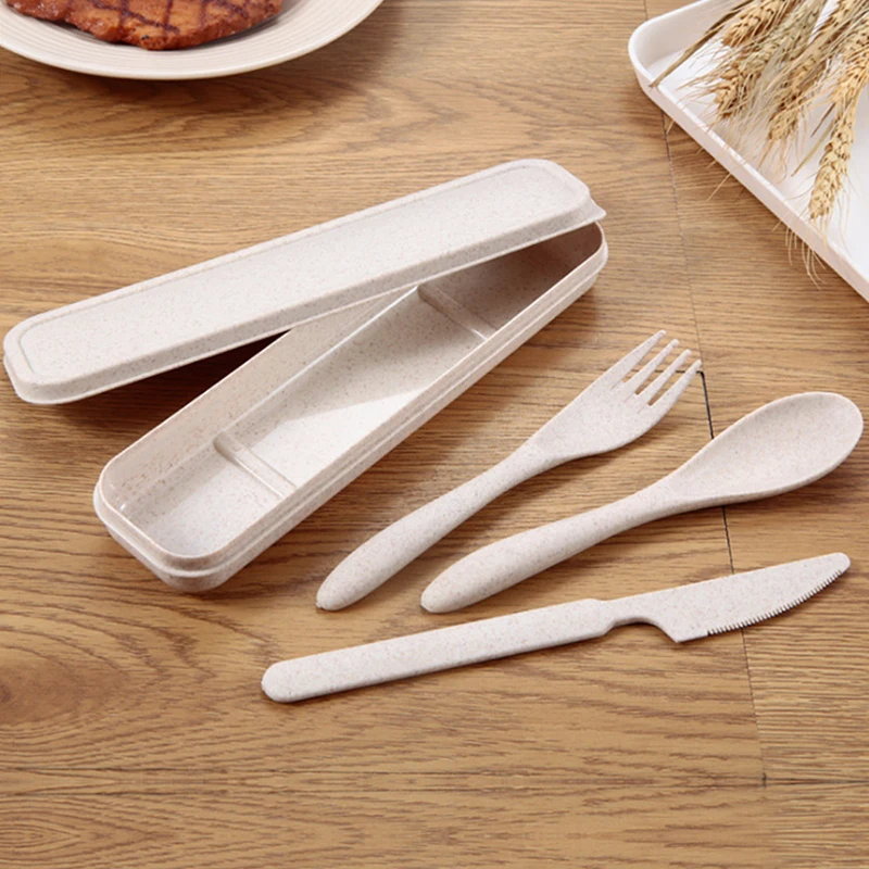 3 шт Детские наборы посуды многоразовые уличные столовые приборы коробка