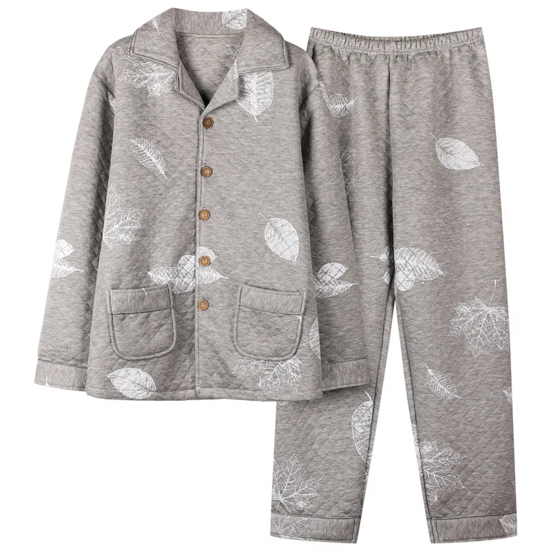 

Men's Pajamas Air Cotton Interlayer Pure Cotton Sports Spring Autumn and Winter Long-sleeved Plus Size Young and Middle-aged New