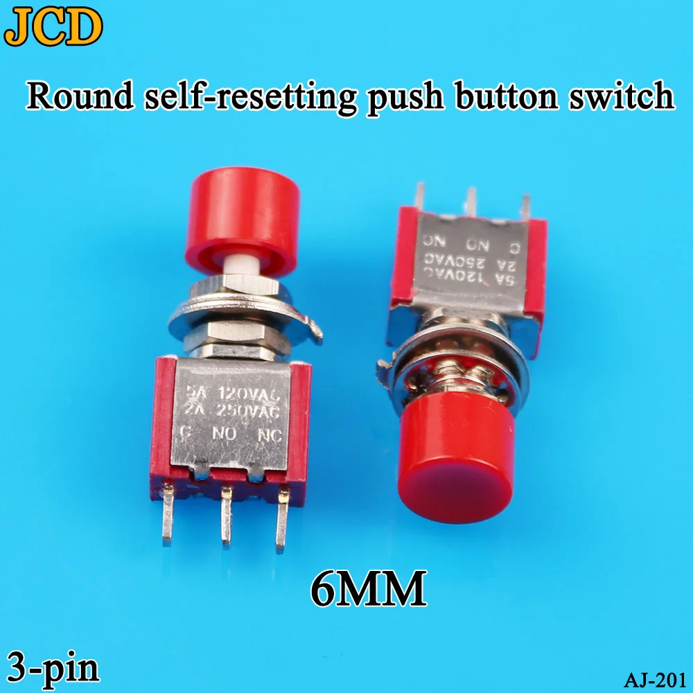 JCD 5pcs 3Pin C-NO-NC 6mm Mini Momentary Automatic return Push Button Switch ON-(ON) 2A 250VAC/5A 120VAC Toggle Switches | Обустройство