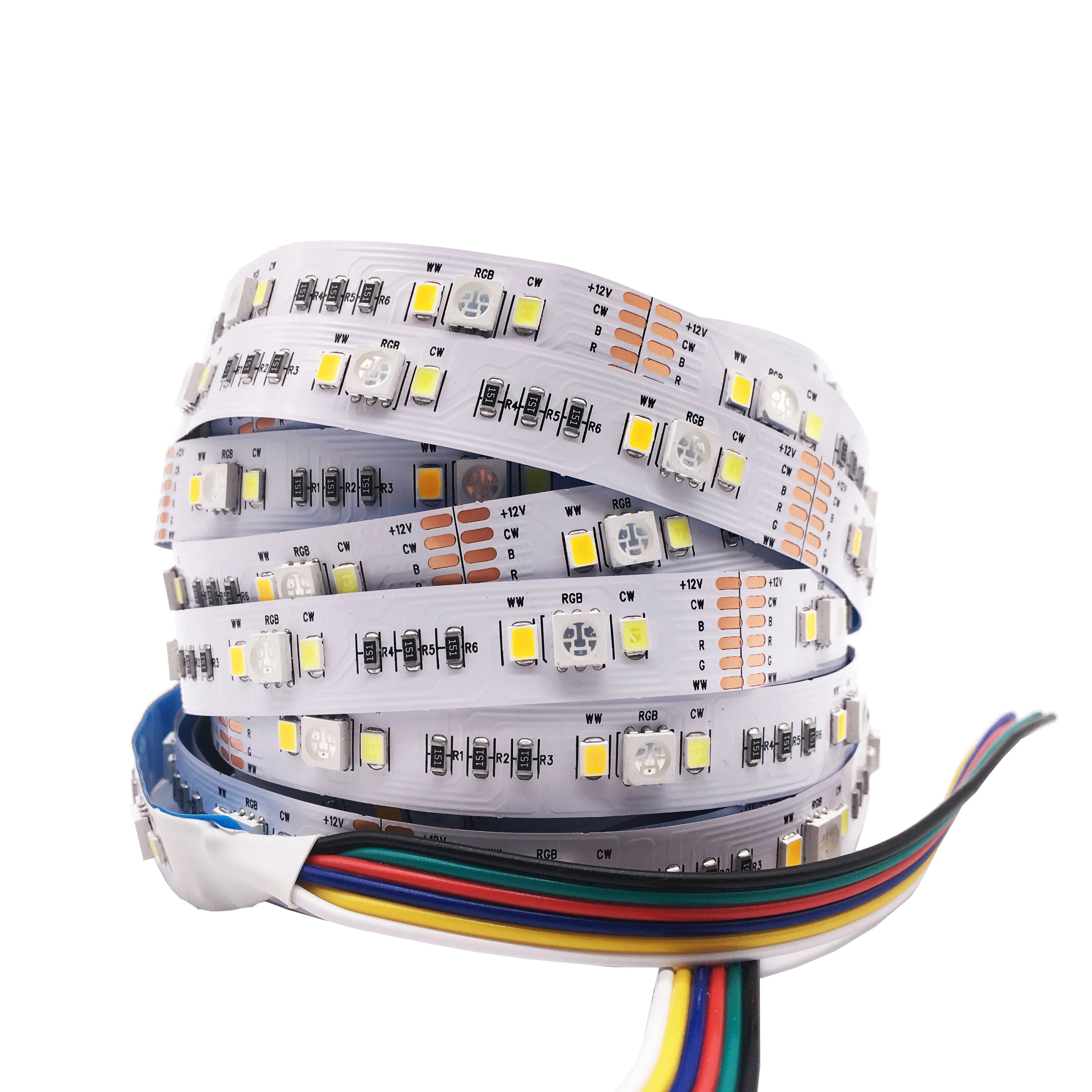 RGB + CCT Светодиодная лента 5050 60 светодиодов/метр 12 в 24 вольт 5 1 чипы Гибкая полоса