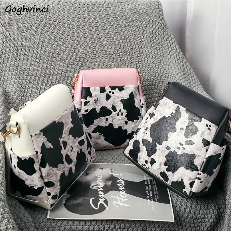 

Backpacks Cow Pattern Panelled Girls Kawaii Multi-function Fashion Anti-theft All-match School Mini Simple Bags Women Ulzzang