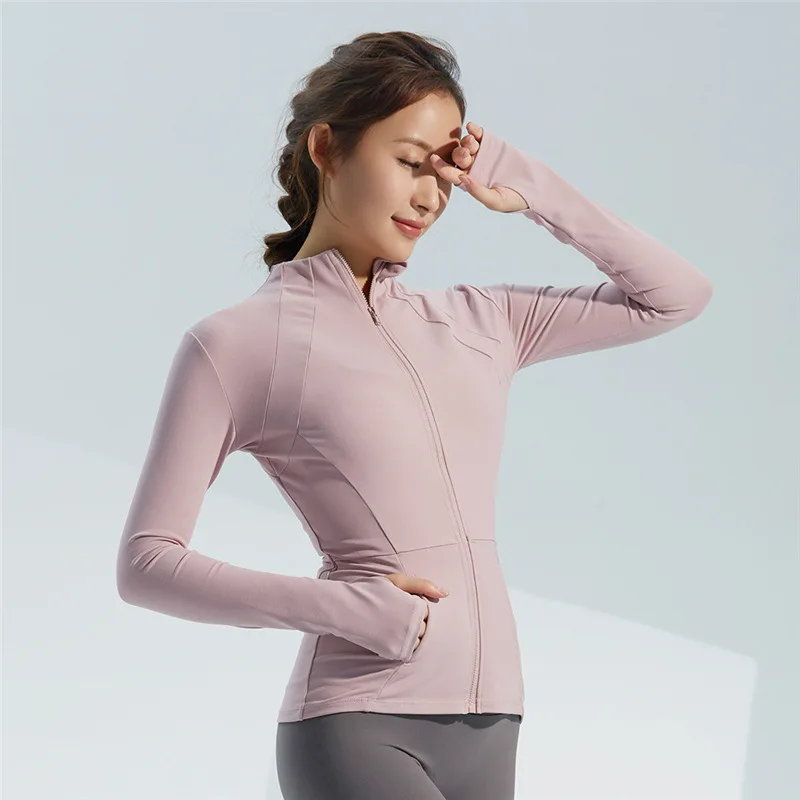 

Spring New Yoga Jacket Women's Stand Zipper Sports Jacket Slim Quick-drying Fitness Suit Slim Long Sleeve Sport Jacket 07WJ019
