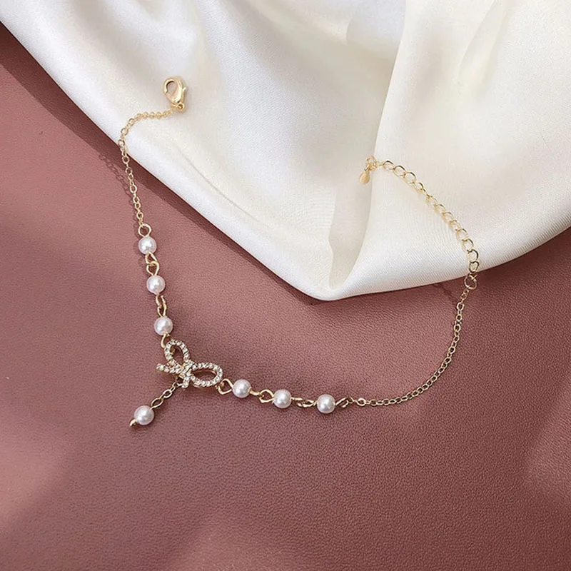 

Trendy Fashion Ins Bow Bracelet for Women Student Korean Version of Simple Pearl Temperament Sweet Wild Jewelry