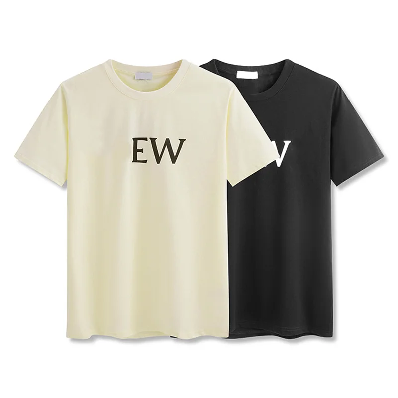 

Летний тренд из чистого хлопка, однотонная универсальная свободная футболка с коротким рукавом и принтом для мужчин и женщин