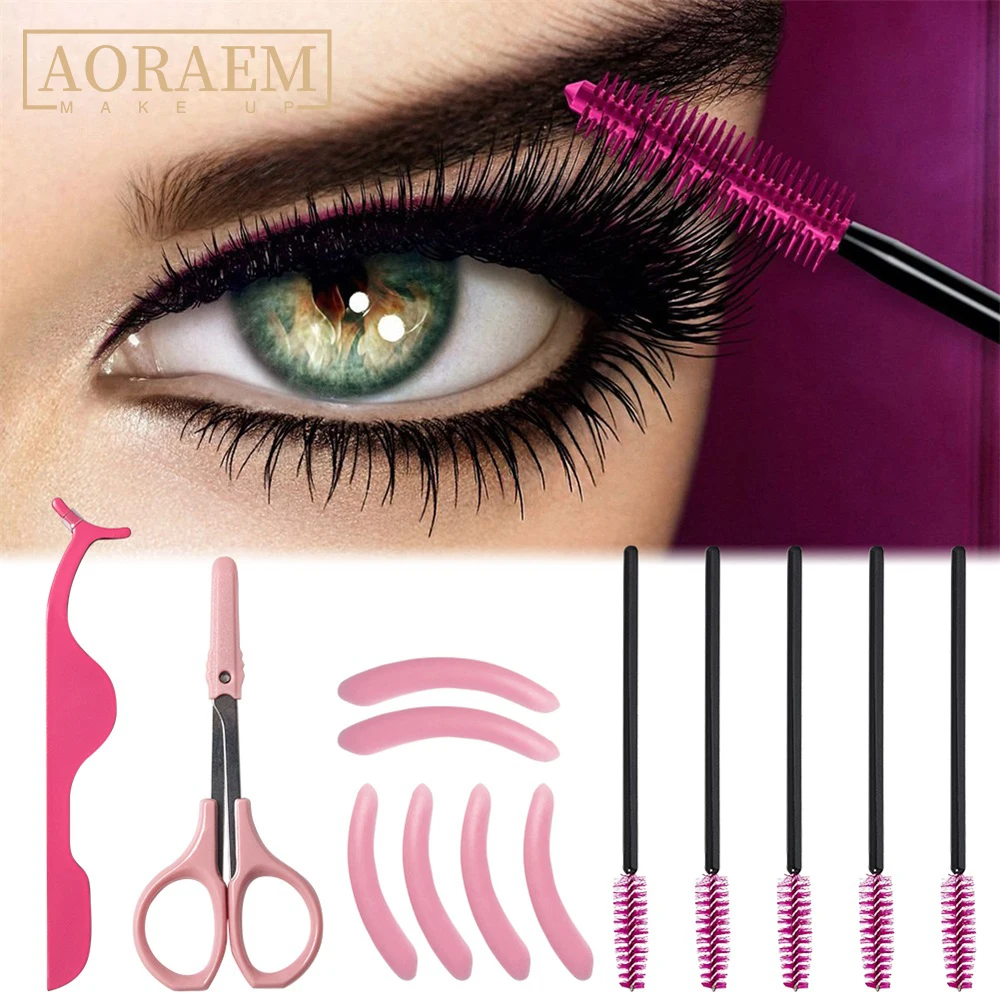 

AORAEM Eyelash Makeup Tools Kit For Beginners Eyelashes Extension Practice Head Lash Clip Tweezers Brush Glue Holder Sticker Pad