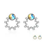 ZEMIOR S925 стерлингового серебра женские серьги милая цветочная гирлянда с красочные серьги-гвоздики с австрийским кристаллом, хит продаж, ювелирное изделие, подарок