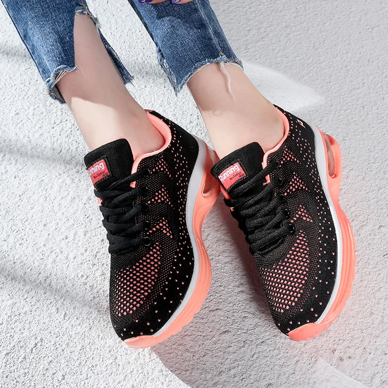 Fashion Women Running Shoes Breathable Air Cushion Sneakers Woman Height Increasing Platform Sports Trainers