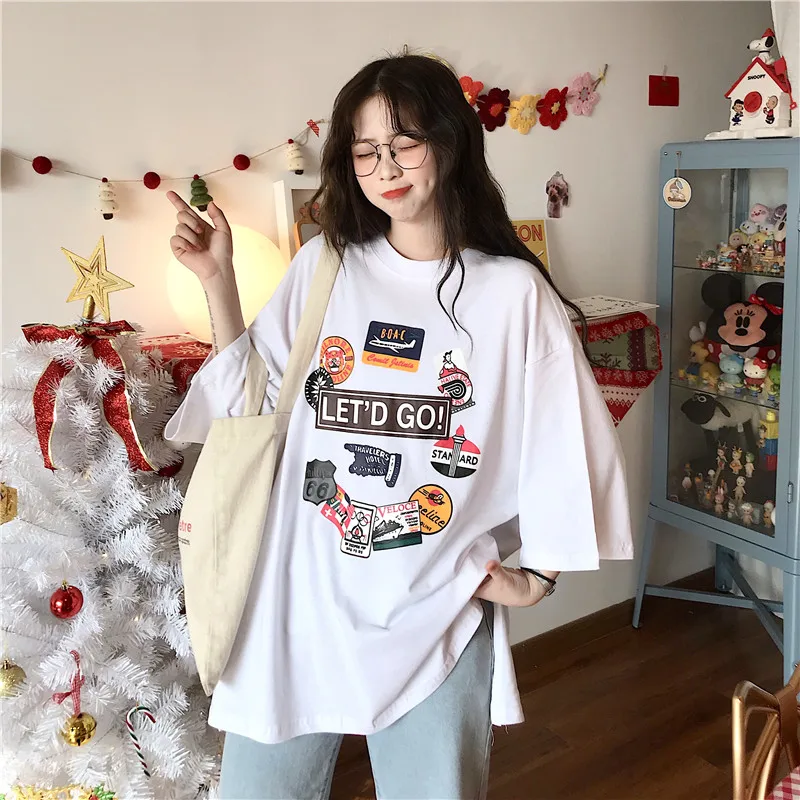 

Short Sleeve T Shirt Women Loose Korean Ins Harajuku Half Sleeve Harajuku Womens Clothing