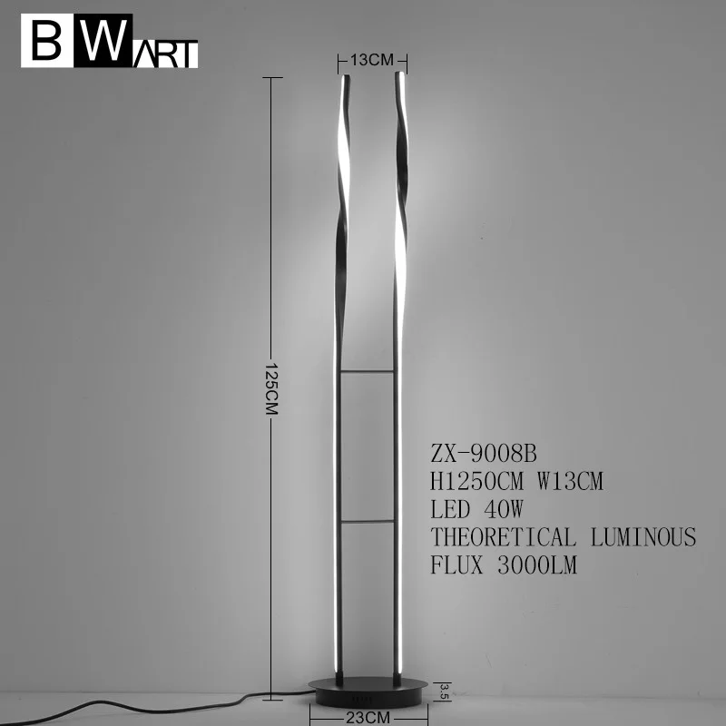 ZX-9008B BWART, современный светодиодный торшер, алюминиевый Торшер для гостиной, спальни, столовой, крыльца, стоячий светильник, напольный светильник - Цвет абажура: ZX-9008B