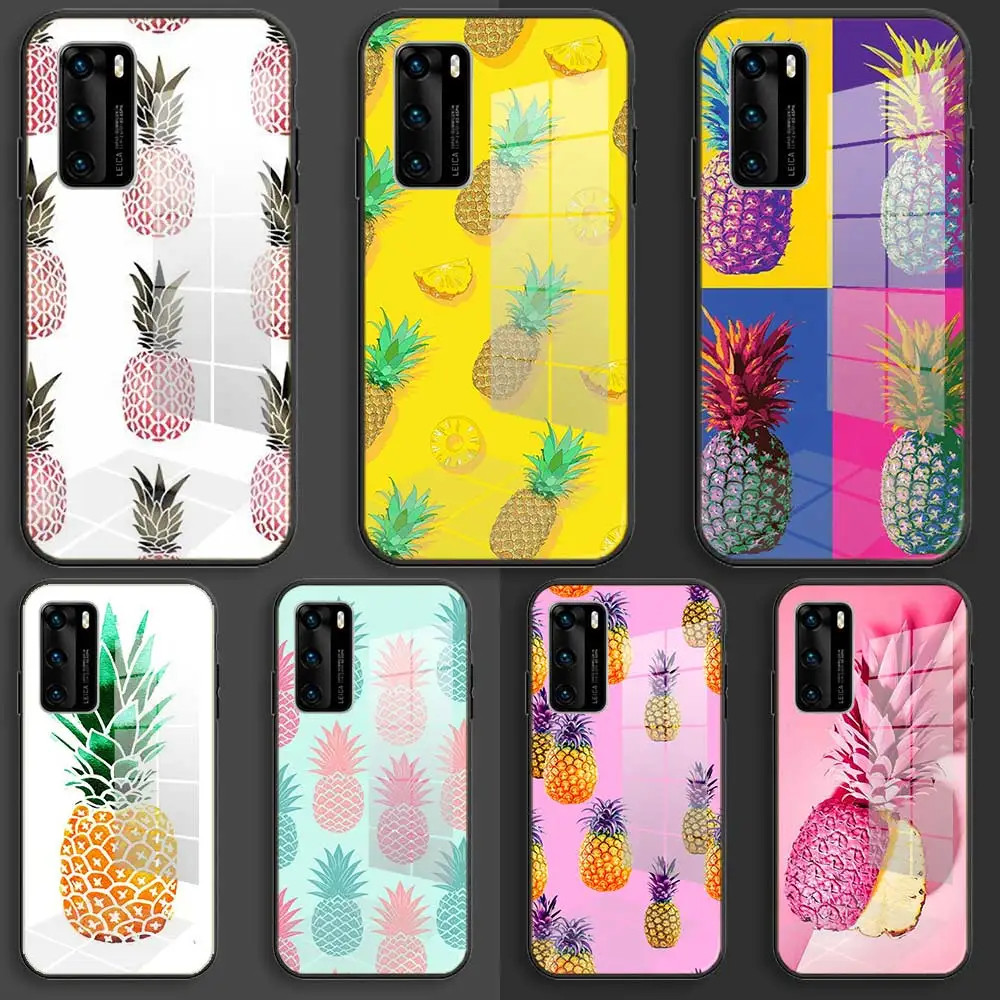 Soft Glass Case For Samsung S22 S21 S20 S11 S10 S9 S8 Plus lite 10e fe TPU Coque Balck Cover pineapple cartoon
