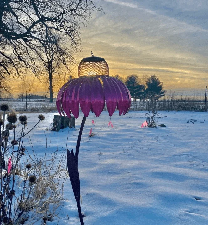 

Sensation Pink Coneflower Bird Feeder Outdoor Decoration Window Garden Flower picaflor comedero Outside Rust Resistant Art Metal