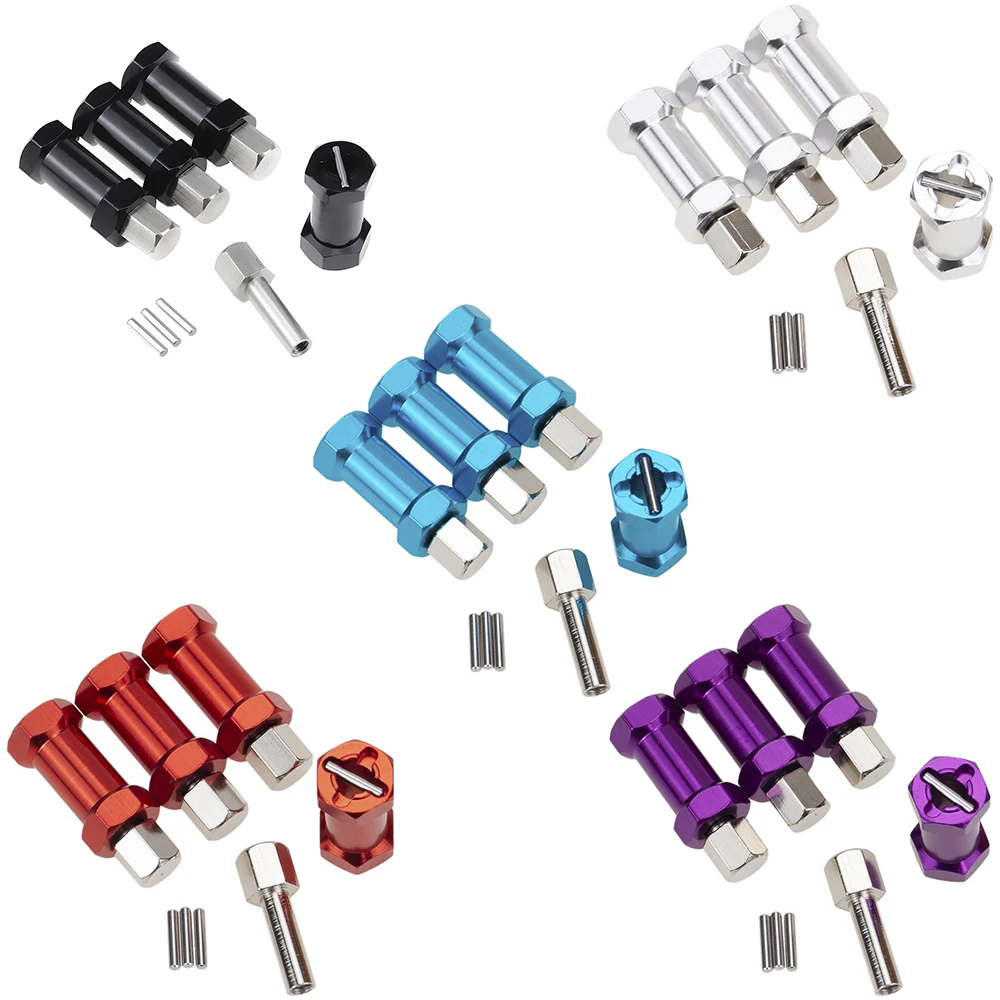 

4pcs Aluminum 12mm Hex Wheel Hub Drive Adaptor 15/20/25mm Extension Combiner Coupler for 1/10 RC Crawler Axial SCX10 D90