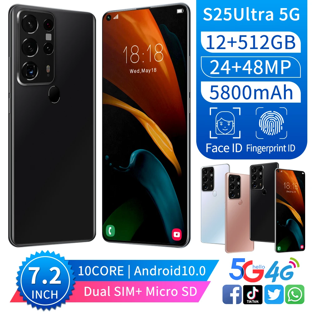 

Смартфон S25 Ultra, 12 Гб, 256 ГБ, 512 ГБ, 6,6 дюймов, Android 10.0