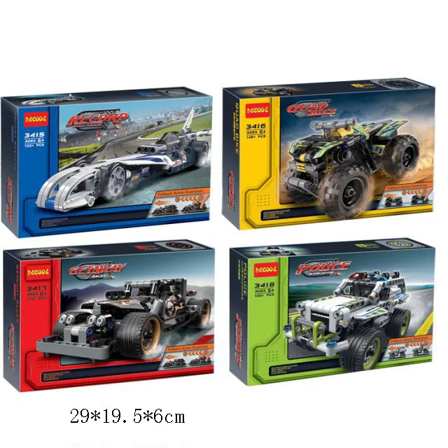 

Assembled Building Block Car Pull Back Sports Car Car Boy Puzzle Machinery Technology Group Assembling Building Block Toy