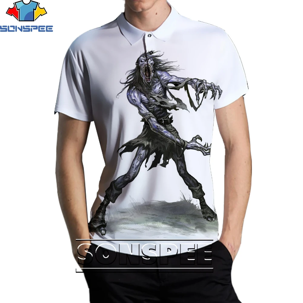 

SONSPEE 3D Zombie Theme Fashion Casual Loose Original Collar POLO Shirt Men and Women Scared Popular Trend Street Personality