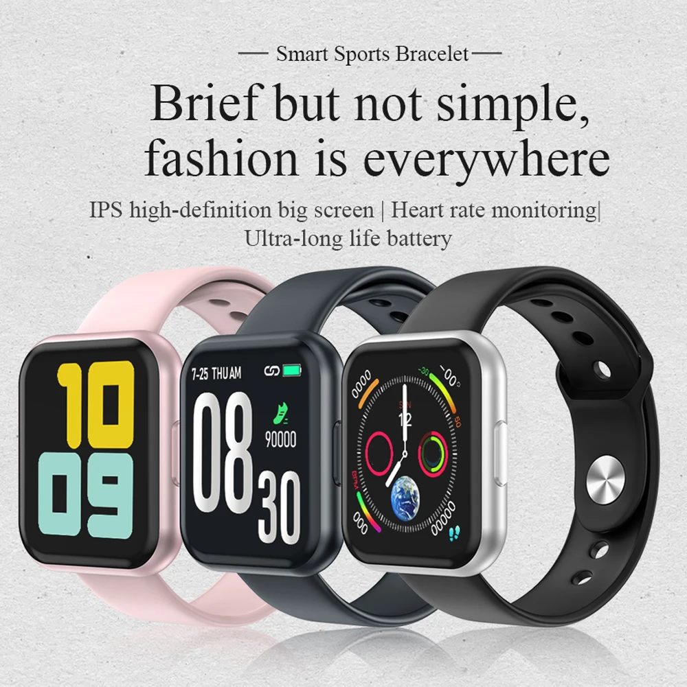 

T88 Smart Watch Men Women Heart Rate Detection Sports Pedometer Full Touch Screen Bluetooth Smartwatch For iphone Huawei phone A