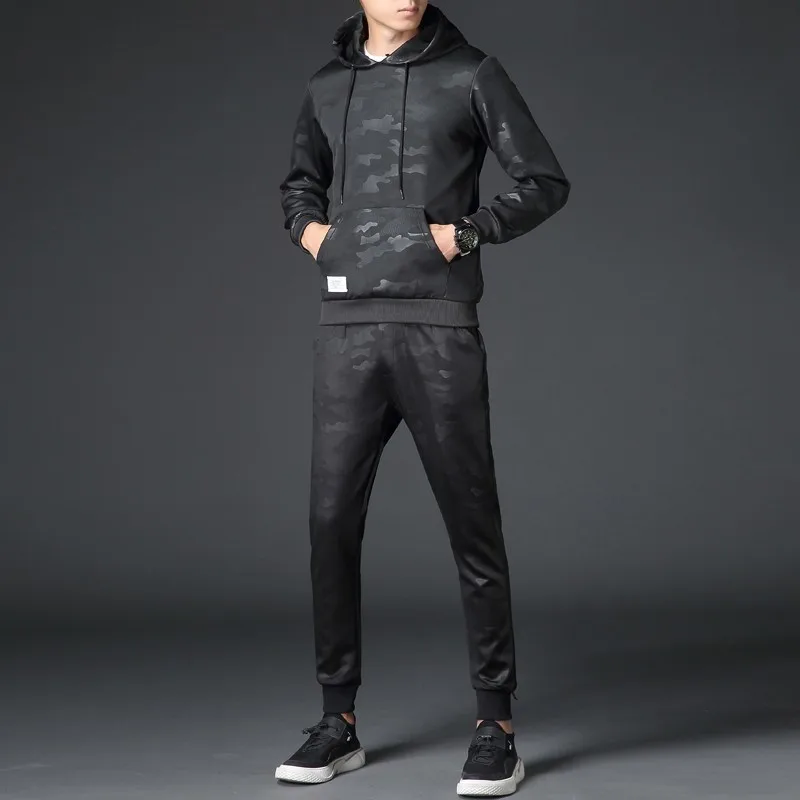 Новинка 2020 камуфляжный мужской спортивный костюм с принтом толстовка капюшоном