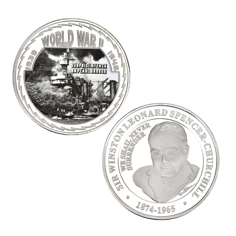 Посеребренная Коллекционная монета Второй мировой войны мы никогда не сдаваемся