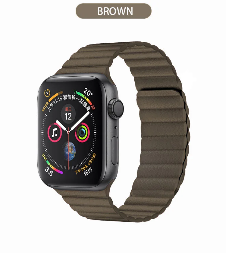 Новые 40/44 мм, ремешок для наручных часов Apple Watch Series 5 4 Нержавеющая сталь Магнитная застежка кожаный ремешок для наручных часов для Apple Watch Series 1 2 3