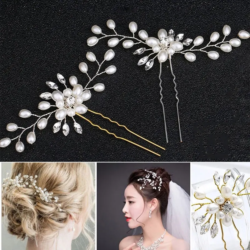

Elegant Alloy Crystal Pearl Hair Clips for Women girls Bridesmaid Hairband Clip Hairpins Hair Barrettes girls hair accessories