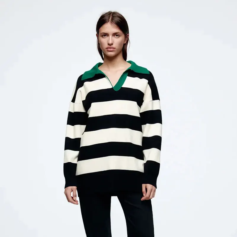 

Nlzgmsj Za Women 2022 Autumn Winter Striped Sweaters Women Loose Lazy Knitted Pullovers Trend Long Sleeve Knit Jumper 202111