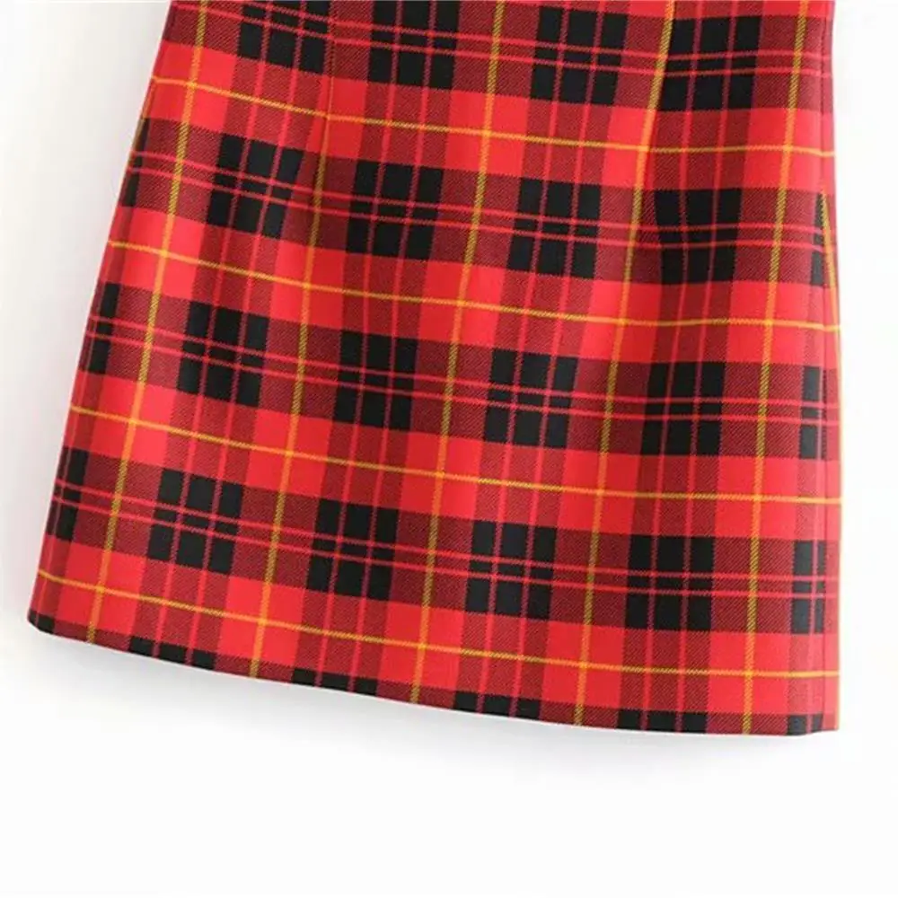 

Autumn 2019 women's New Retro High Waist Plaid wrap hip skirt mini skirt 08681108065