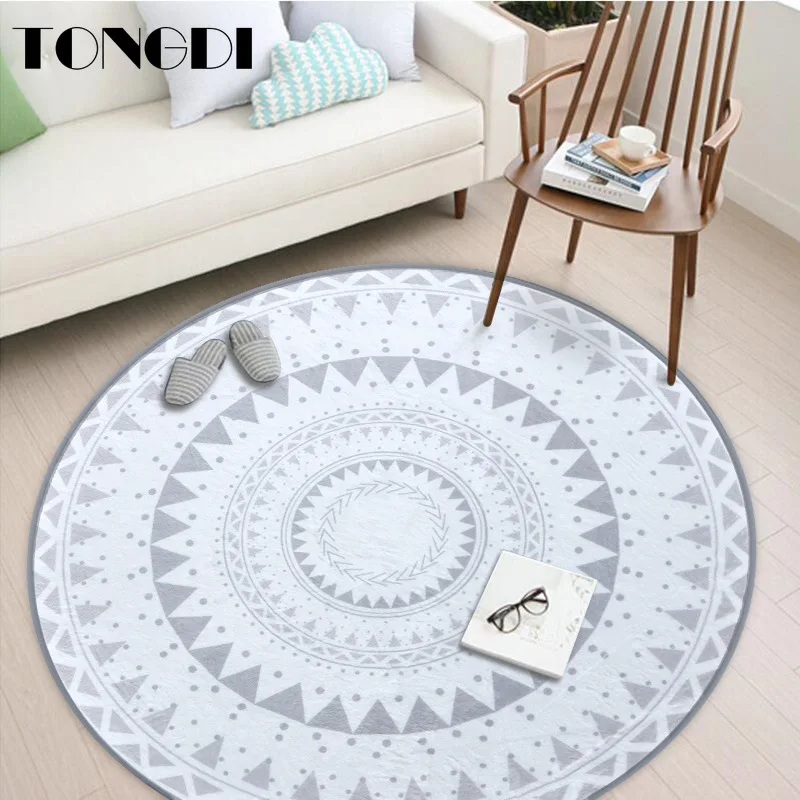 Круглый коврик TONGDI в стиле бохо мягкий элегантный абсорбирующий нескользящий с