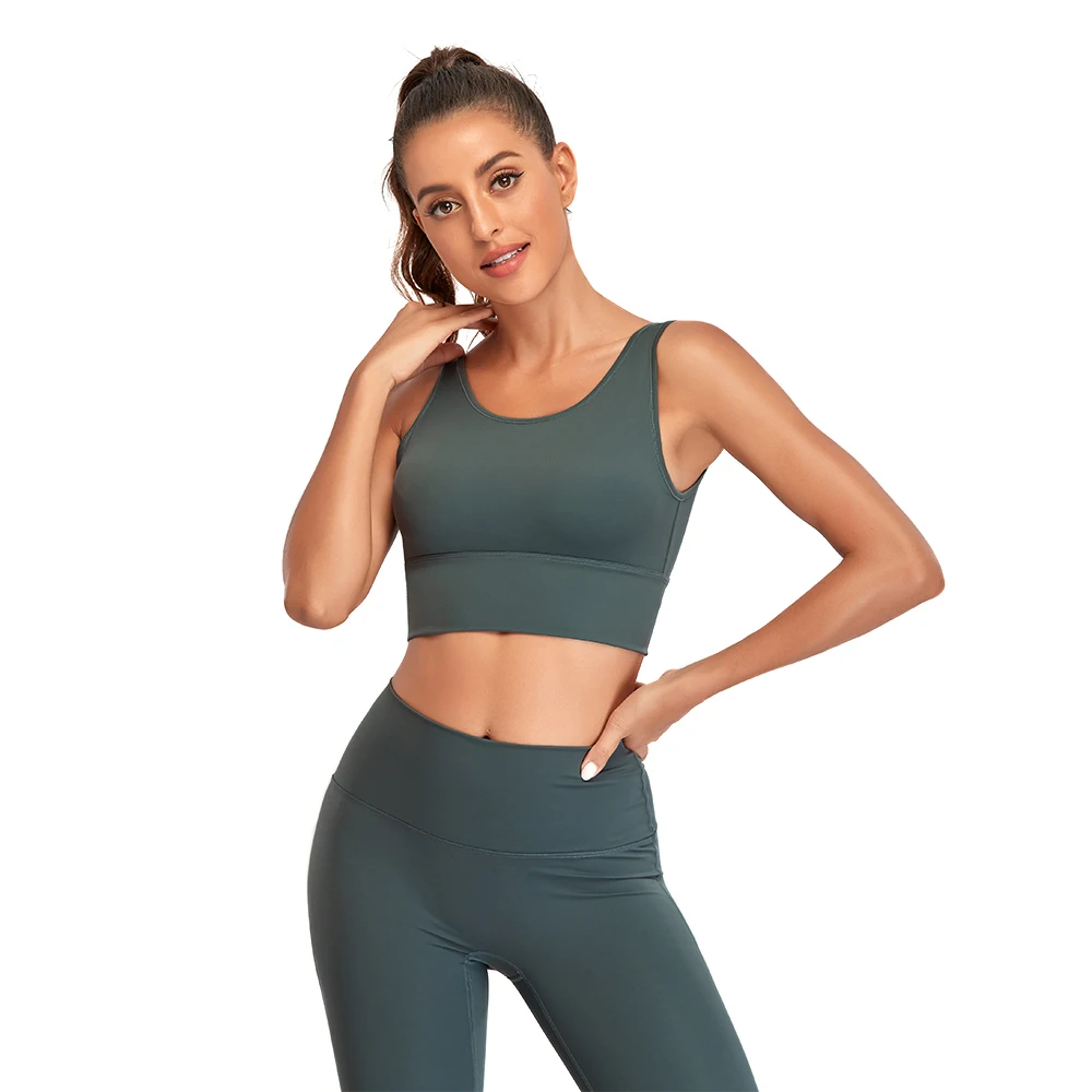 

GYMQUASAR Second Skin Push Up Gym Fitness Bras Crop Tops Women Plain Soft Breathable Nylon High Waist Yoga Workout Sports Bra