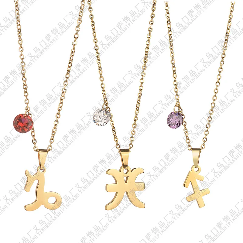 

Scorpio Zodiac 12 Constellations Necklace Gold Color Stainless Steel Choker Necklace for Women Jewelry Collier Femme 2020