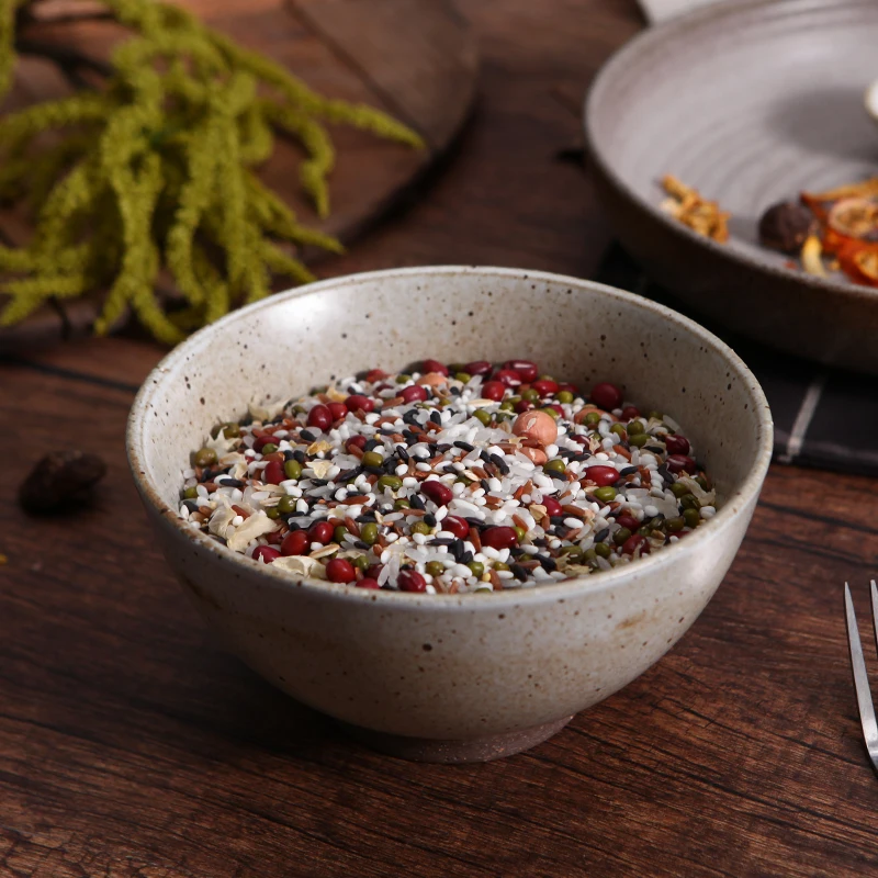 FANCERTY Japanese Retro Creative Ceramic Rice Bowl Stoneware Personality Household Surface Fruit Breakfast Cereal | Дом и сад