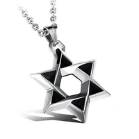 hot selling new star with domineering personality stainless steel jewelry six pointed pendant mans necklace