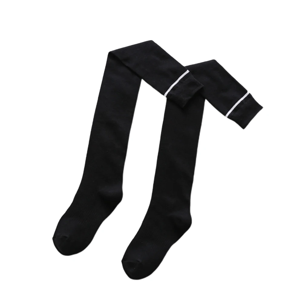 Мягкие полосатые женские чулки выше колена теплые студенческие хлопковые