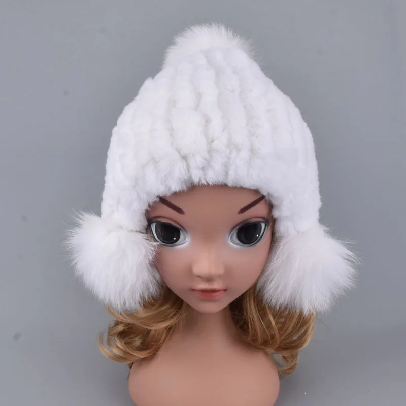 

Шапка-ушанка детская из натурального меха кролика, теплая, Зимняя