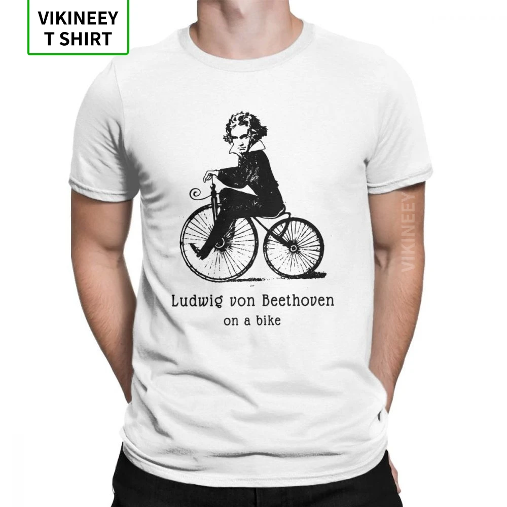Бетховен на велосипеде Slim Fit футболки Для мужчин Музыкальные игрушки для