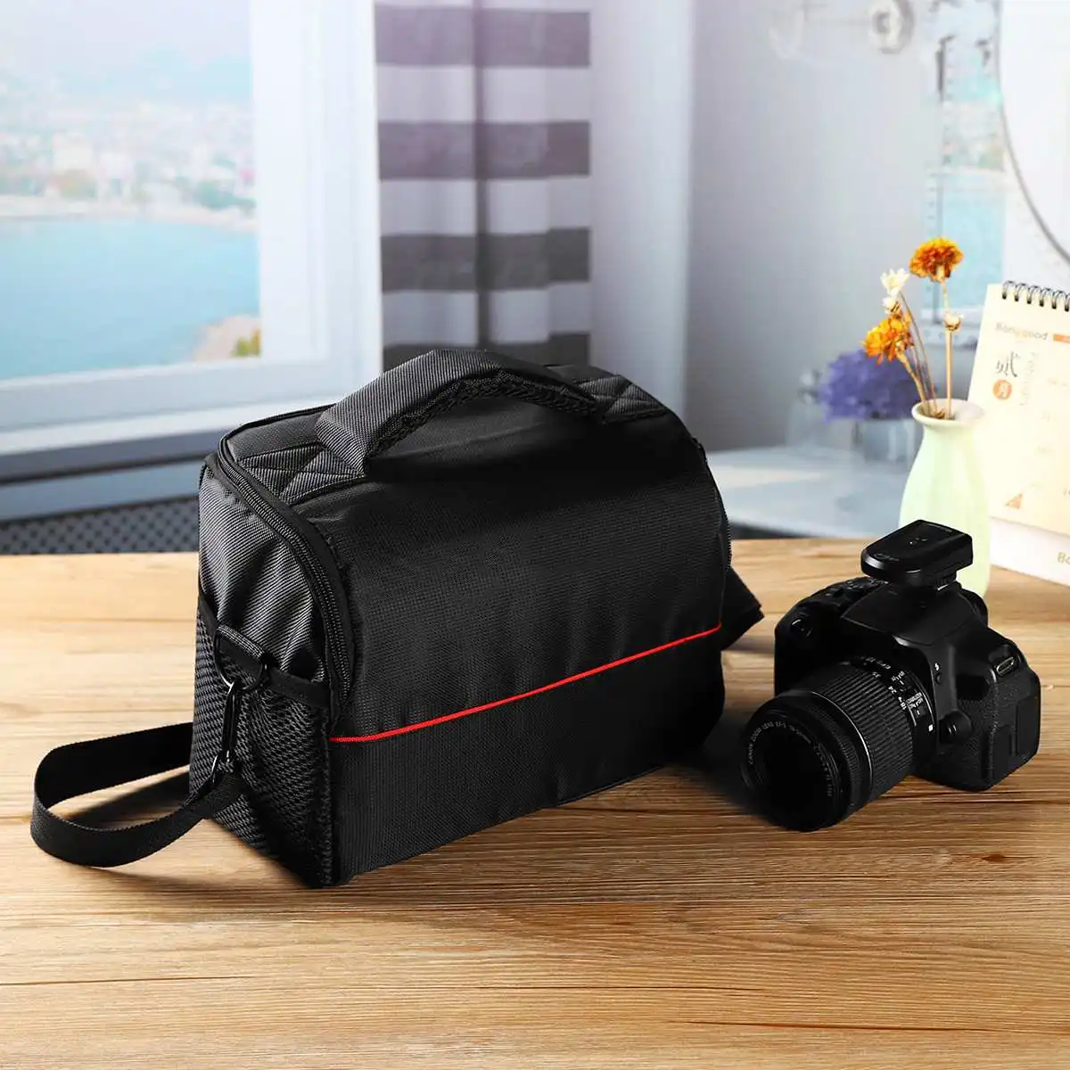 Для DSLR SLR камера водонепроницаемый ударопрочный нейлоновый на молнии сумка для переноски Чехол Ручная Сумка два внутренних кармана мягкая ручка