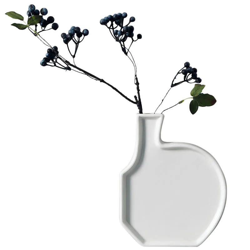 

Nordic Art Pure White Vase Original Design Flower Arrangement Vase with Dried Flowers Soft Decoration Decorations for Home