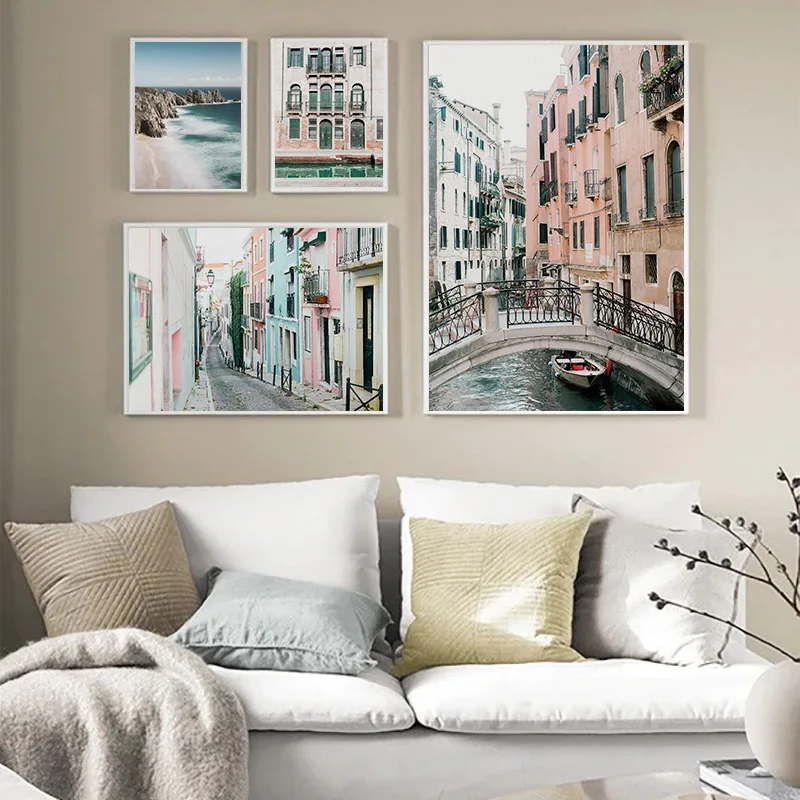 Итальянский пейзаж Венеции холст постер печать архитектура городской настенная