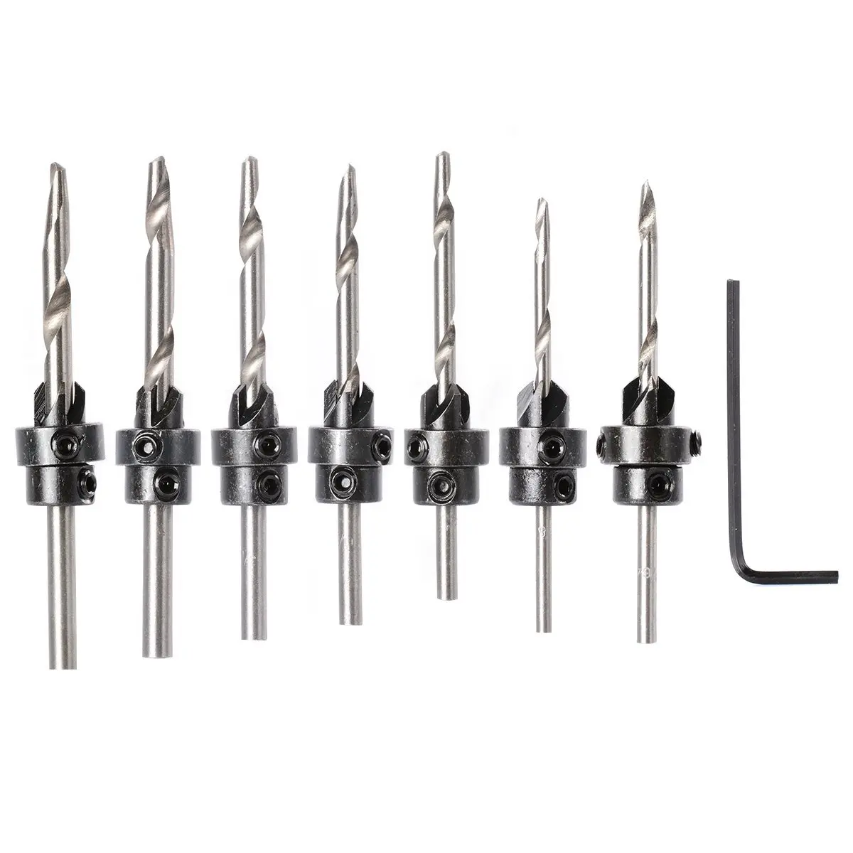 

22 Pcs Countersunk Drill Bit Set With Depth Adjustable Stop Wood Countersunk Drill Collars Drill Hole Screw Cutter BI034