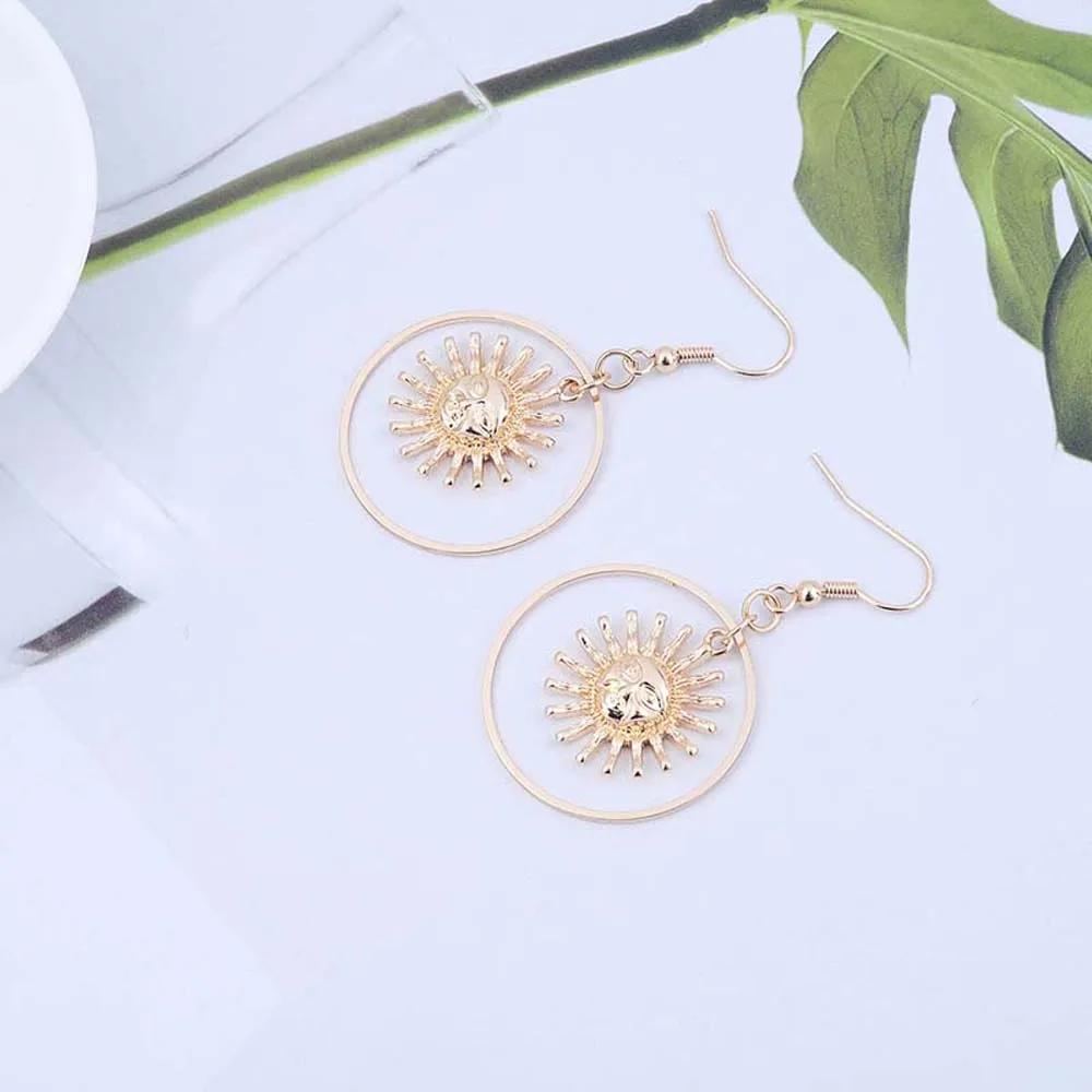 Серьги-капли ручной работы золотого солнца Apollo Helios для женщин женские