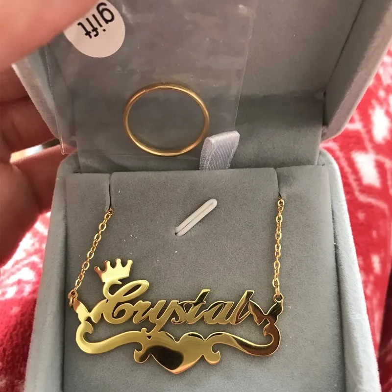 Индивидуальное ожерелье с радужной короной бабочкой именем сердца Женская