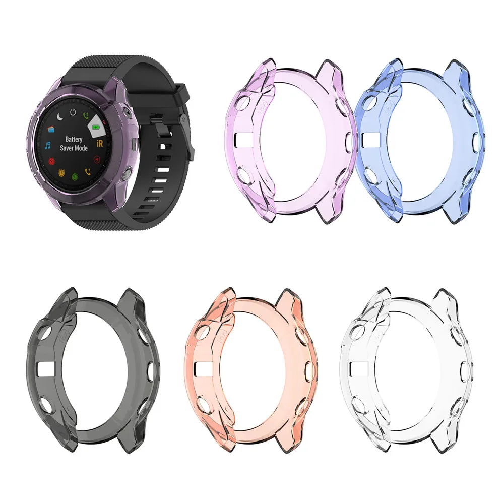 

TPU Protective Case Watch Cover for Garmin Fenix 6X Smart Watch Accessories Anti-Scratch Transparent Full Cover Screen Case