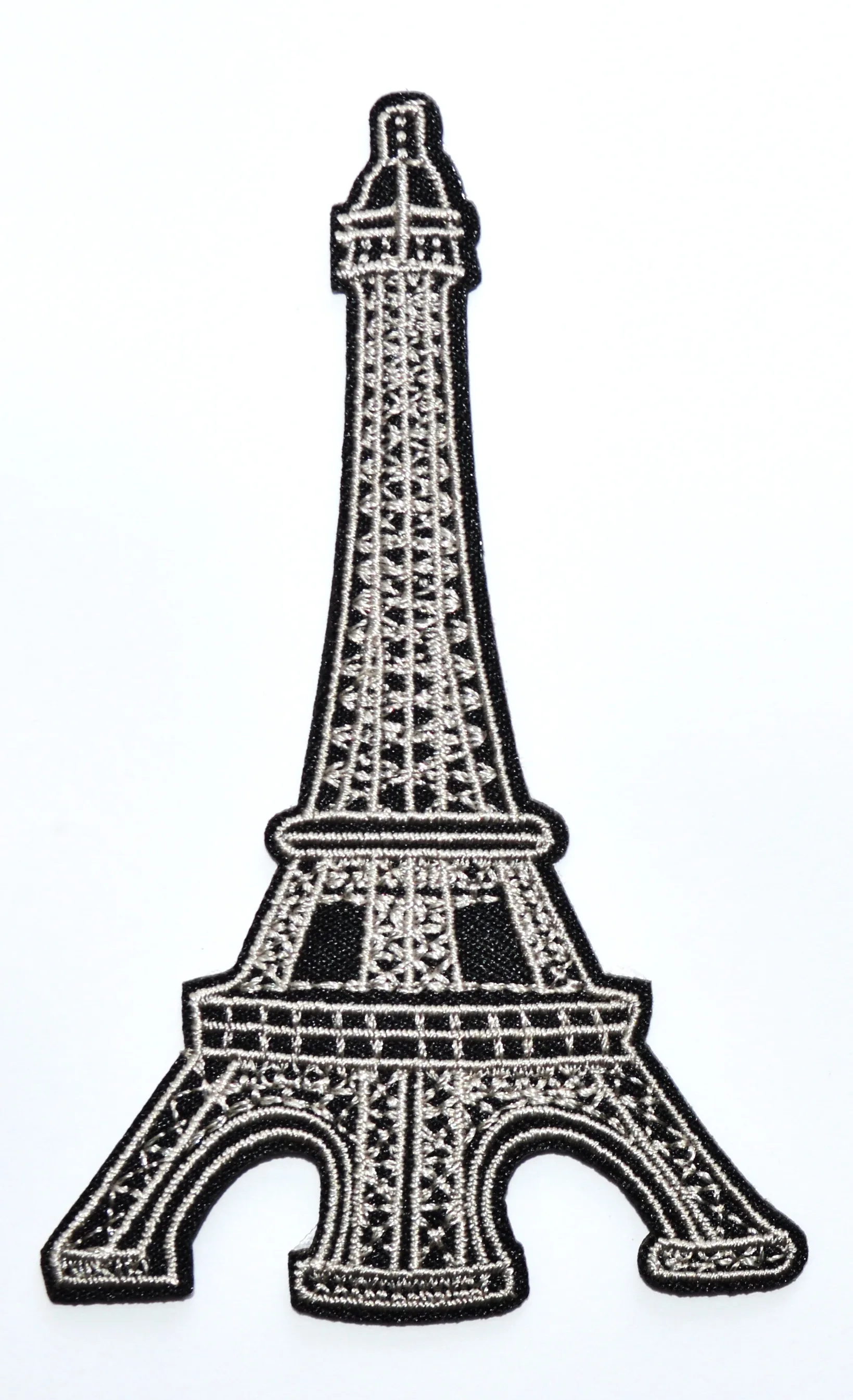 ¡Oferta! Torre de acero gris, blanca, París, Francia, aplique retro, parche para planchar (el tamaño es de aproximadamente 6,3*9,9 cm)